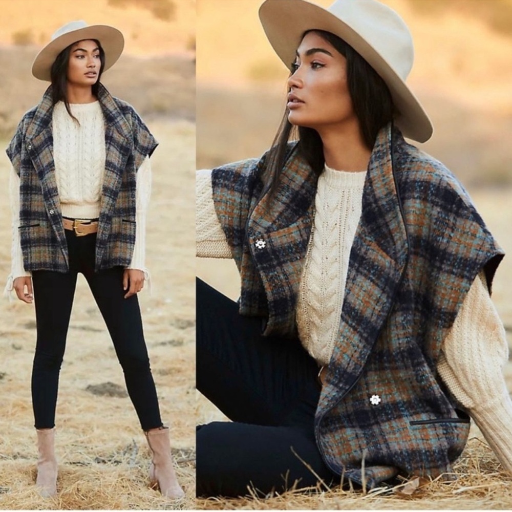 Andersen & Lauth Anthropologie Plaid Vest Snap Front Closure OSFA Fits Like a L
